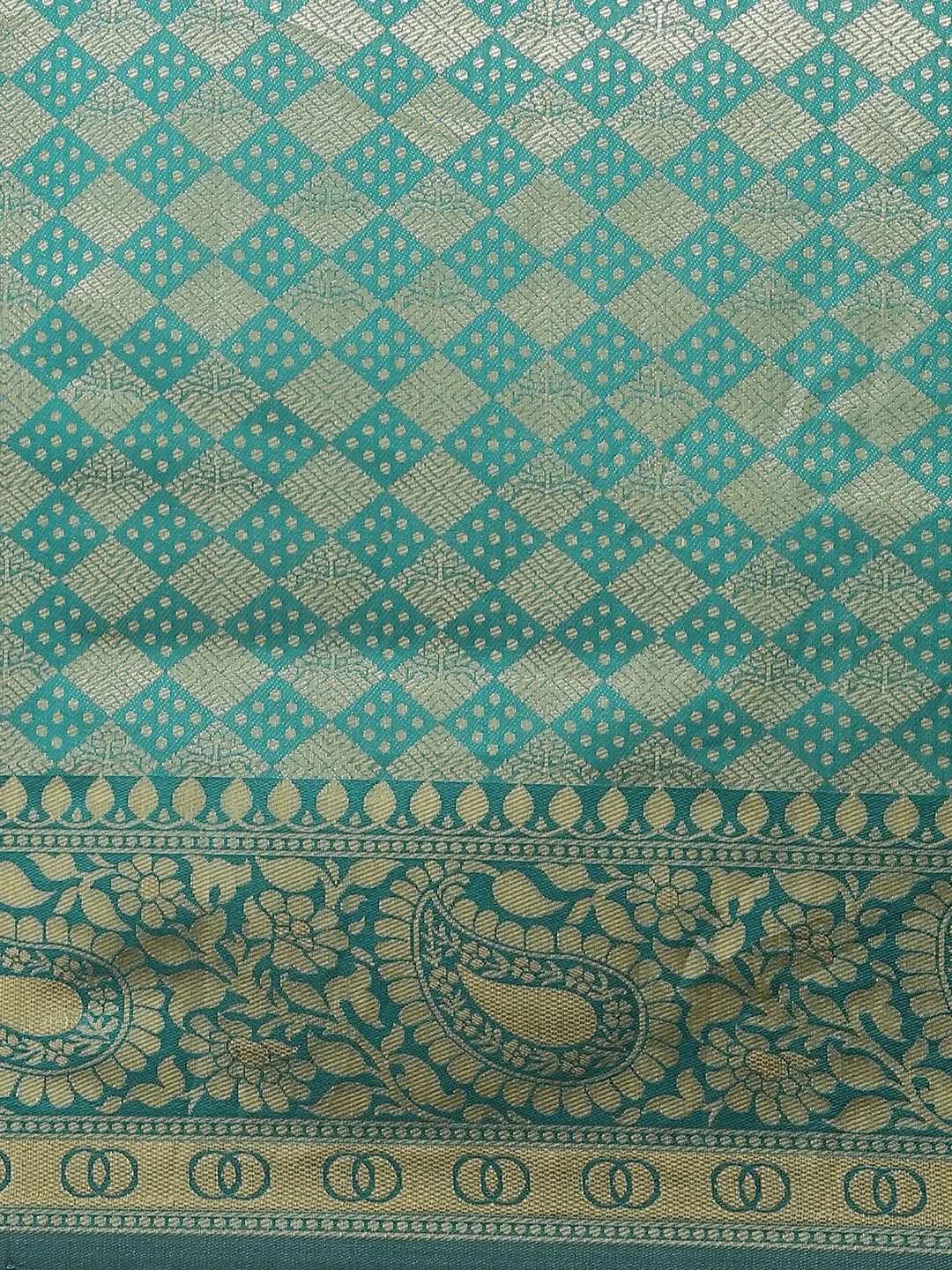 Teal Woven Design Brocade Saree - Libas