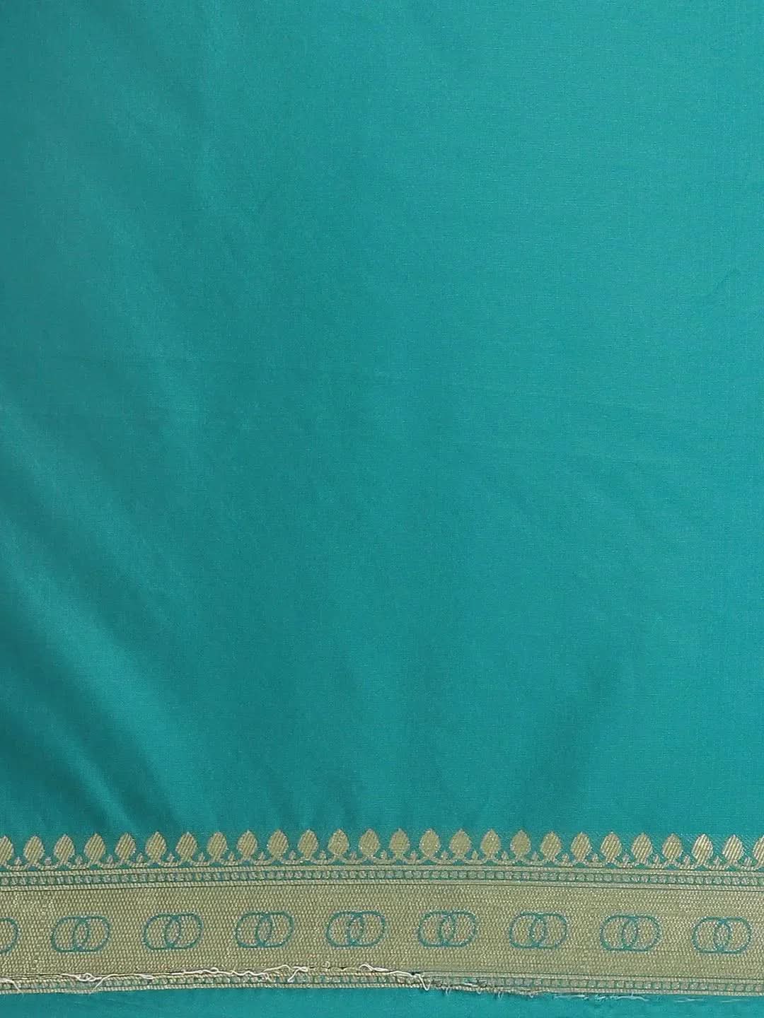 Teal Woven Design Brocade Saree - Libas