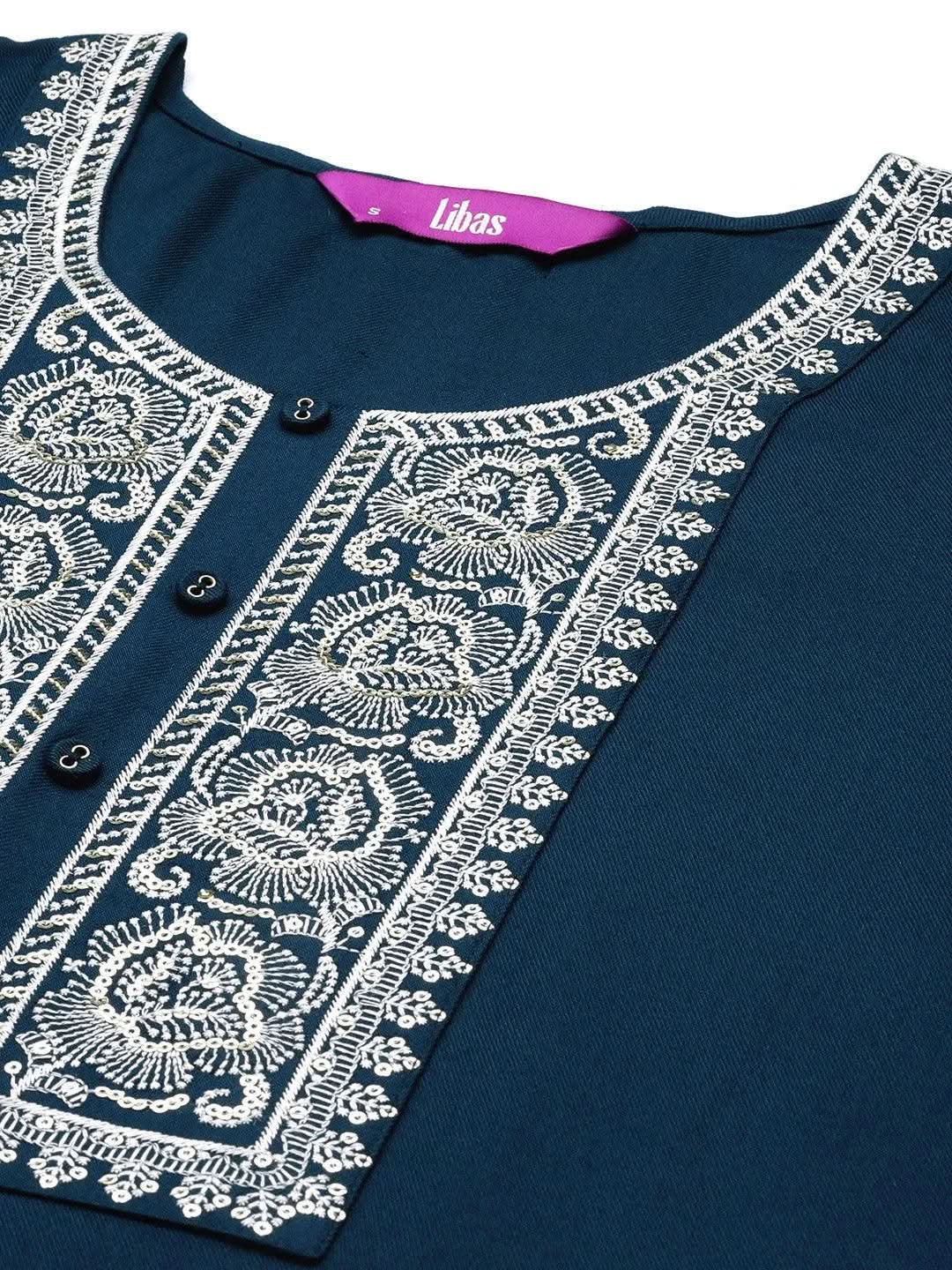 Teal Yoke Design Wool Straight Kurta
Teal Yoke Design Wool Straight Kurta