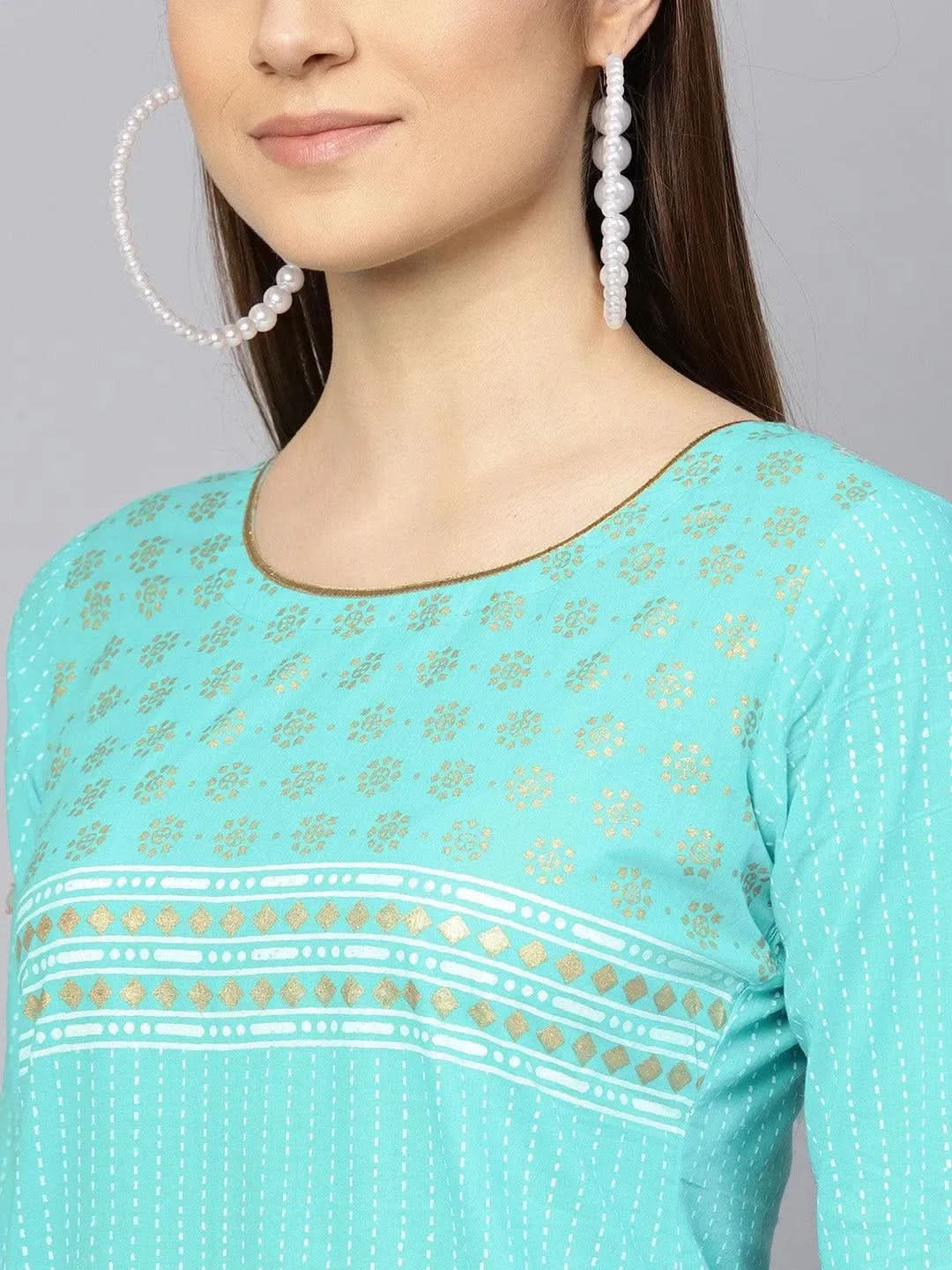 Buy Turquoise Blue Printed Cotton Kurta Set - 6002MJ- | Libas Ethnic Wear Online
Buy Turquoise Blue Printed Cotton Kurta Set - 6002MJ- | Libas Ethnic Wear Online