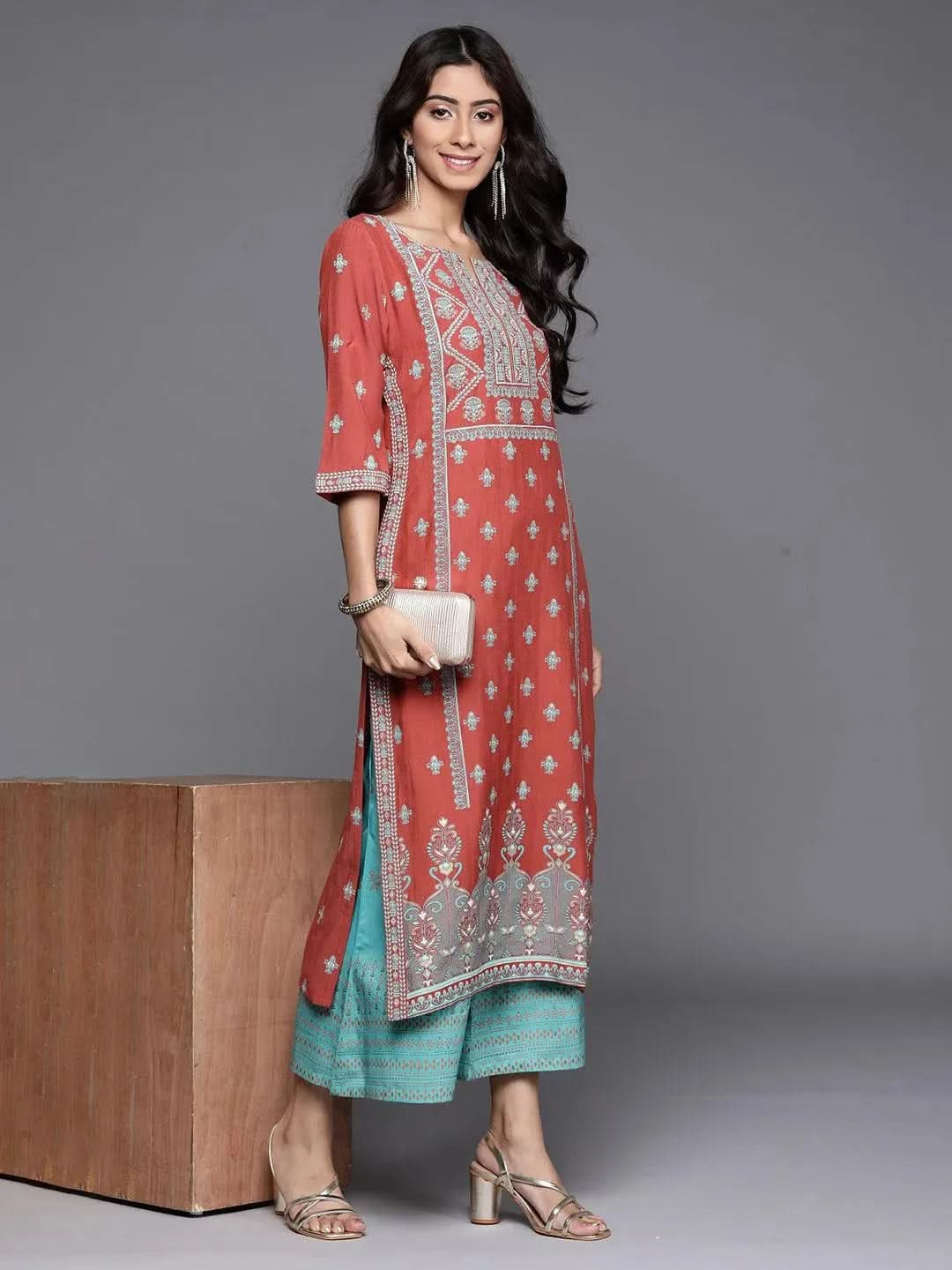 Buy Turquoise Blue Printed Silk Palazzos - PL897O-XL | Libas Ethnic Wear Online
Buy Turquoise Blue Printed Silk Palazzos - PL897O-XL | Libas Ethnic Wear Online