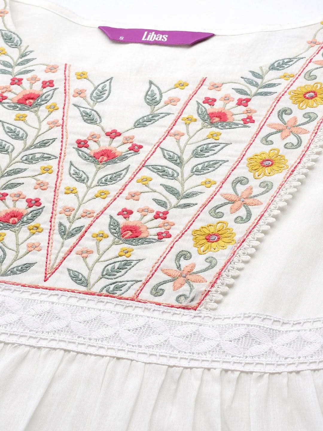 White Embroidered Cotton Fit and Flare Dress
White Embroidered Cotton Fit and Flare Dress