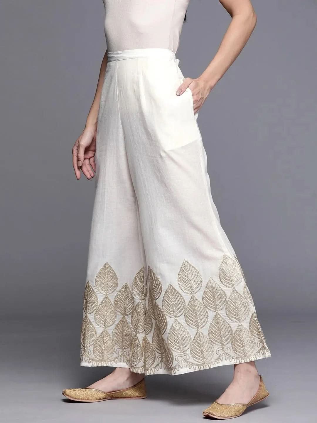 Buy White Hem Design Cotton Palazzos - PL908O- | Libas Ethnic Wear Online
Buy White Hem Design Cotton Palazzos - PL908O- | Libas Ethnic Wear Online