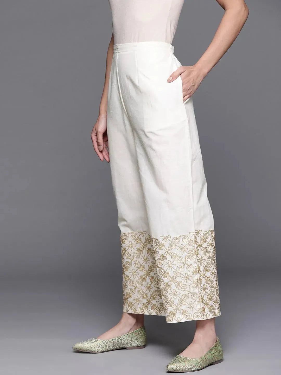 Buy White Hem Design Cotton Palazzos - PL907O- | Libas Ethnic Wear Online
Buy White Hem Design Cotton Palazzos - PL907O- | Libas Ethnic Wear Online