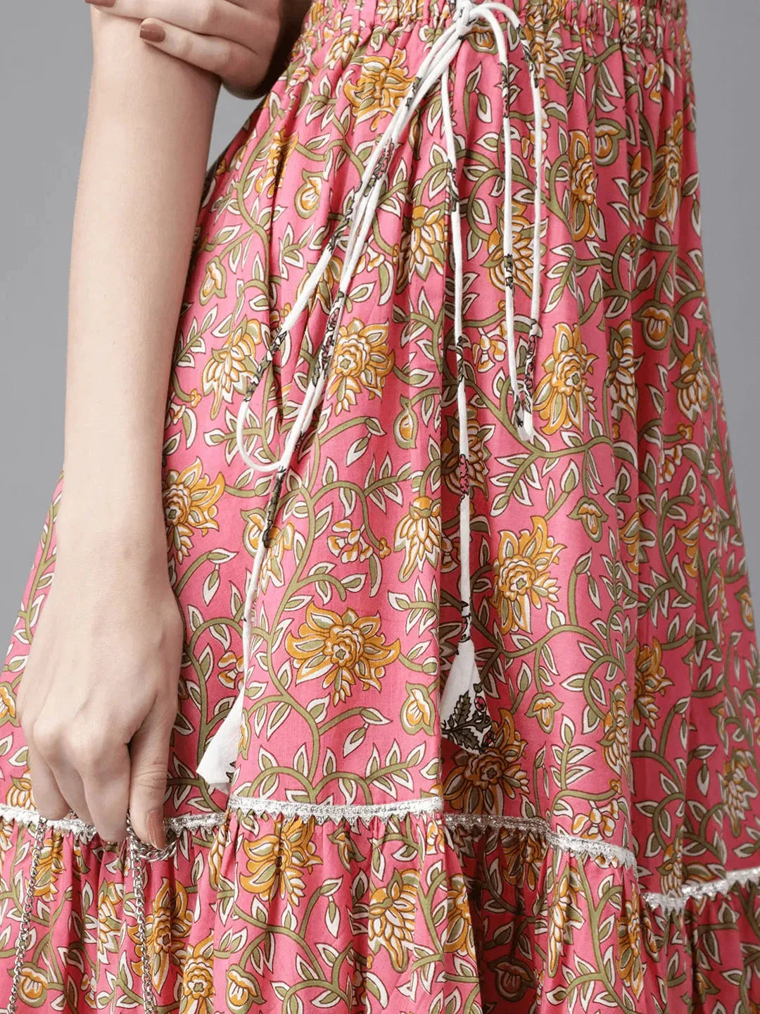 White Printed Cotton Suit Set - Libas