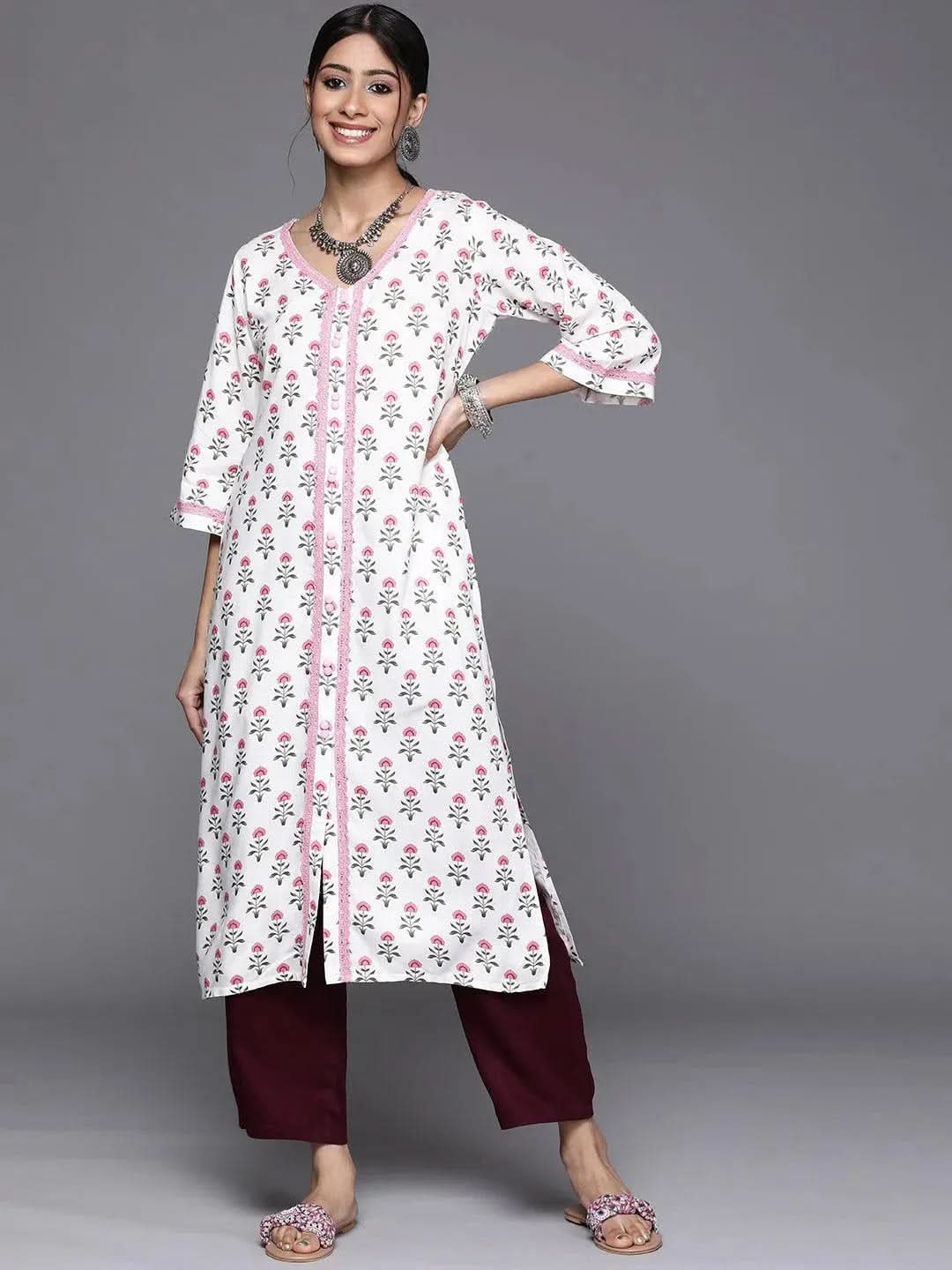 Buy White Printed Cotton Kurta - 23286O-XXL | Libas Ethnic Wear Online 
Buy White Printed Cotton Kurta - 23286O-XXL | Libas Ethnic Wear Online