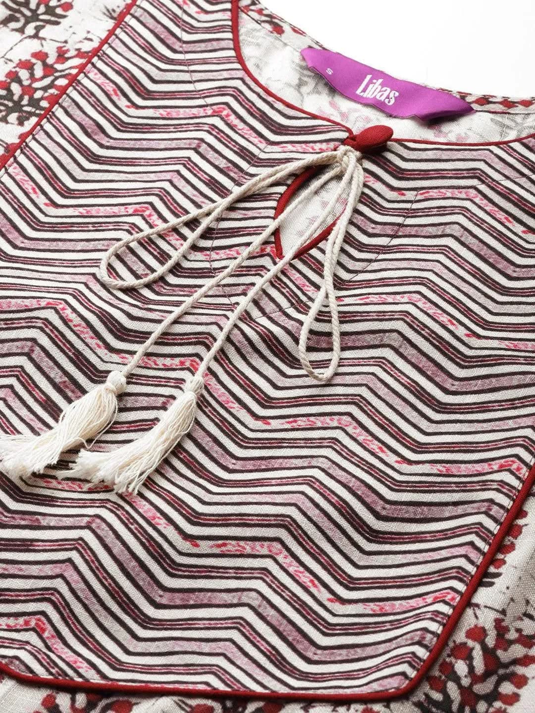 White Printed Cotton Kurta - Libas