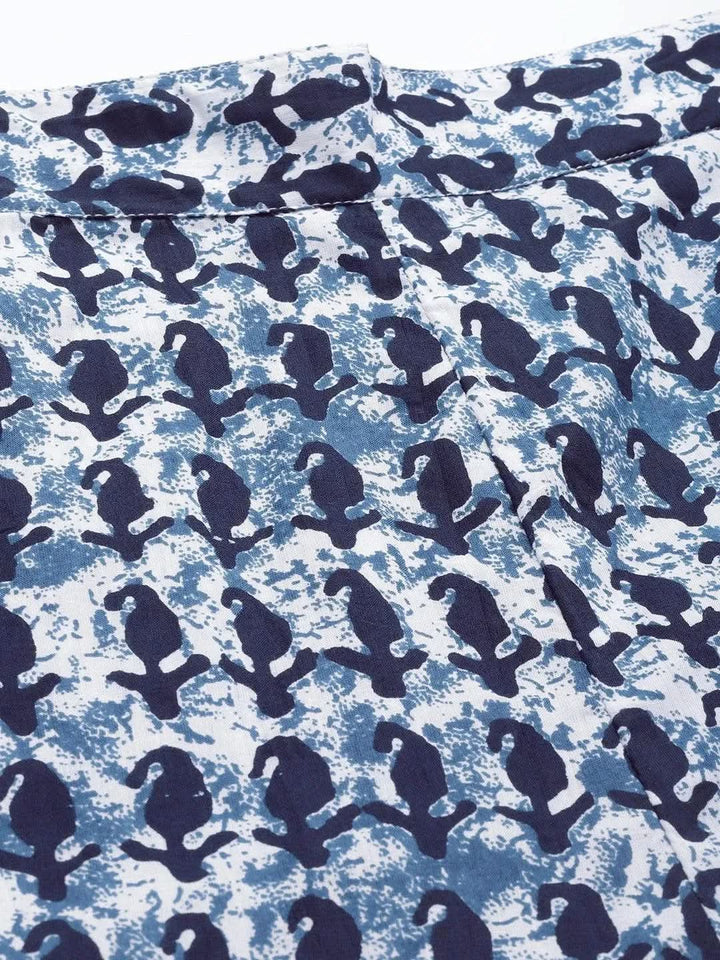 White Printed Cotton Night Suit - Libas