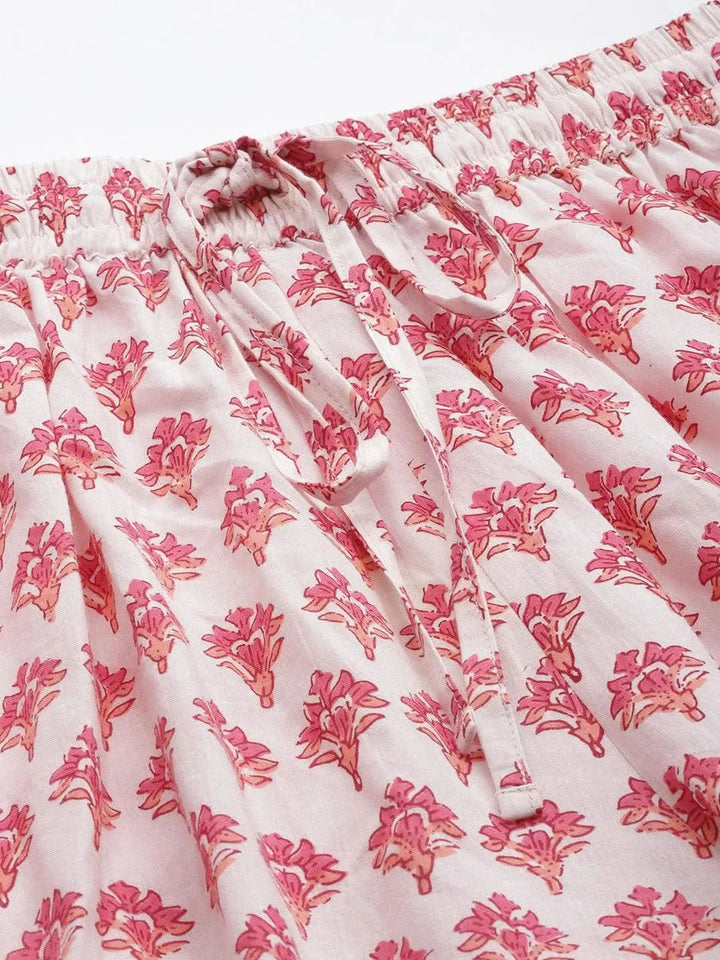 White Printed Cotton Salwar Pants - Libas
