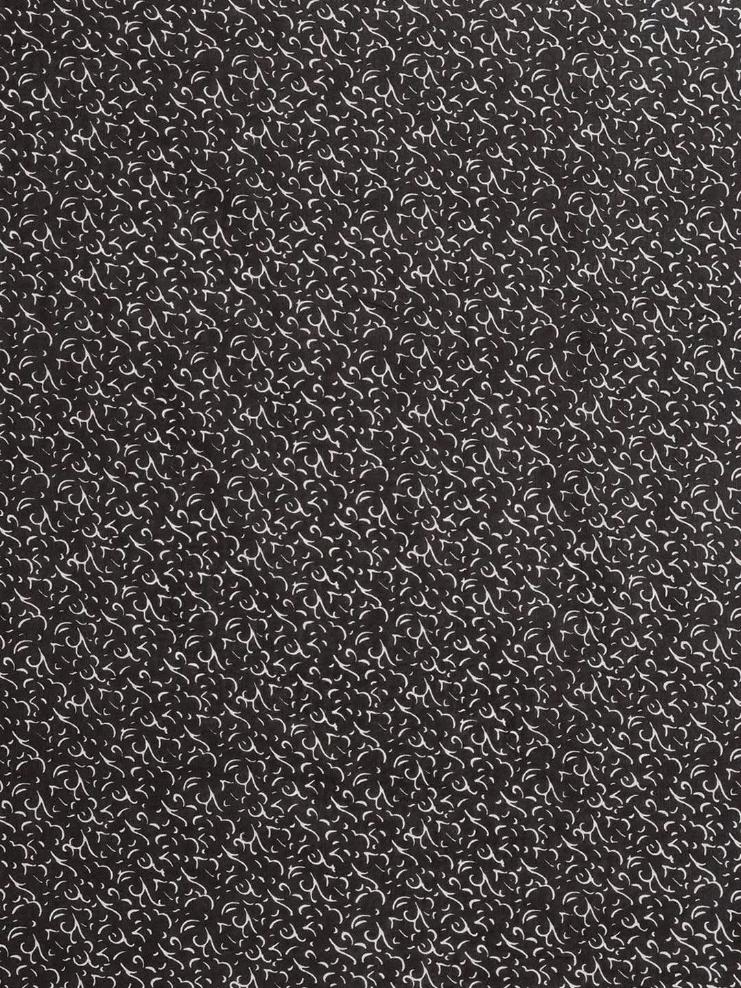 White Printed Cotton Saree - Libas