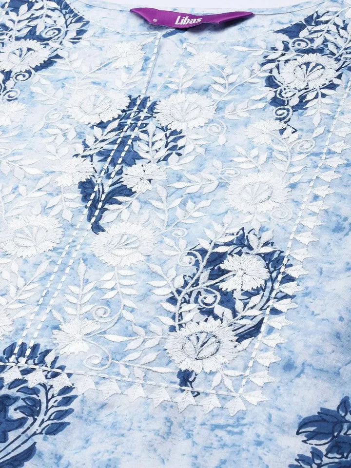 White Printed Cotton Suit Set - Libas