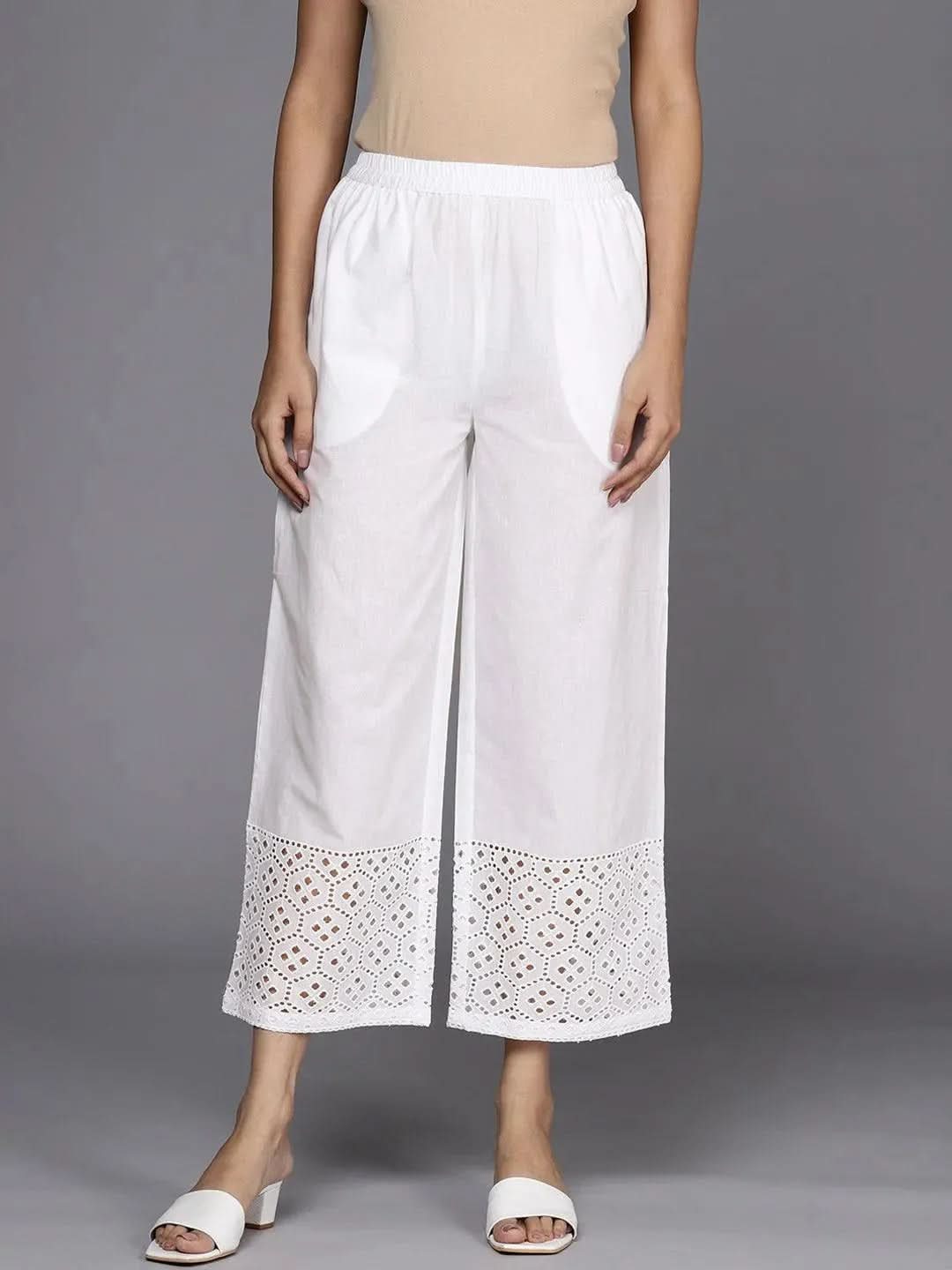 White Solid Cotton Palazzos
White Solid Cotton Palazzos