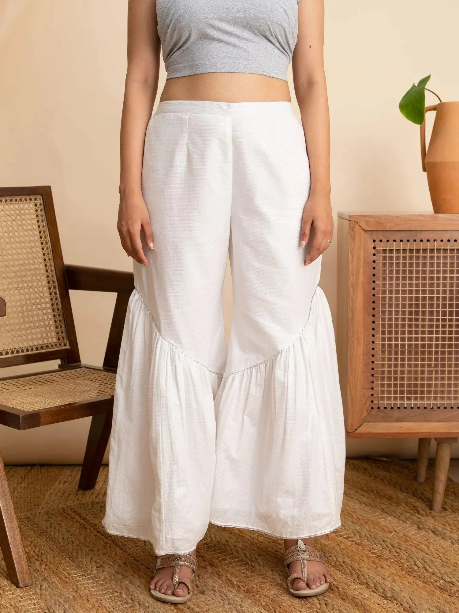 Buy White Solid Cotton Sharara Pants- PL845O- | Libas Ethnic Wear Online 
Buy White Solid Cotton Sharara Pants- PL845O- | Libas Ethnic Wear Online