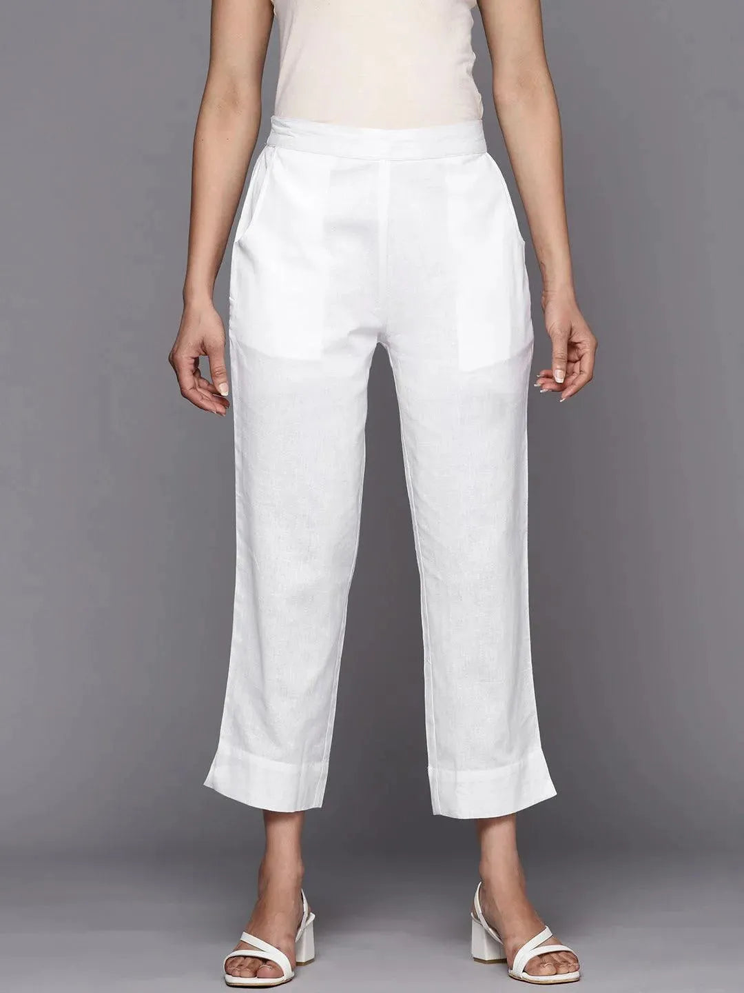 White Solid Cotton Trousers
White Solid Cotton Trousers