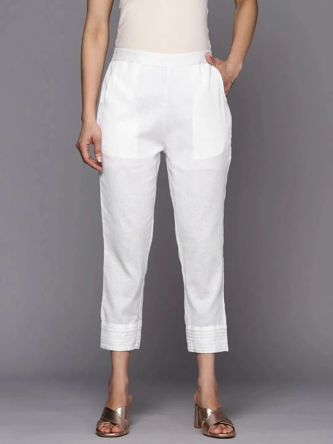 White Solid Cotton Trousers
White Solid Cotton Trousers