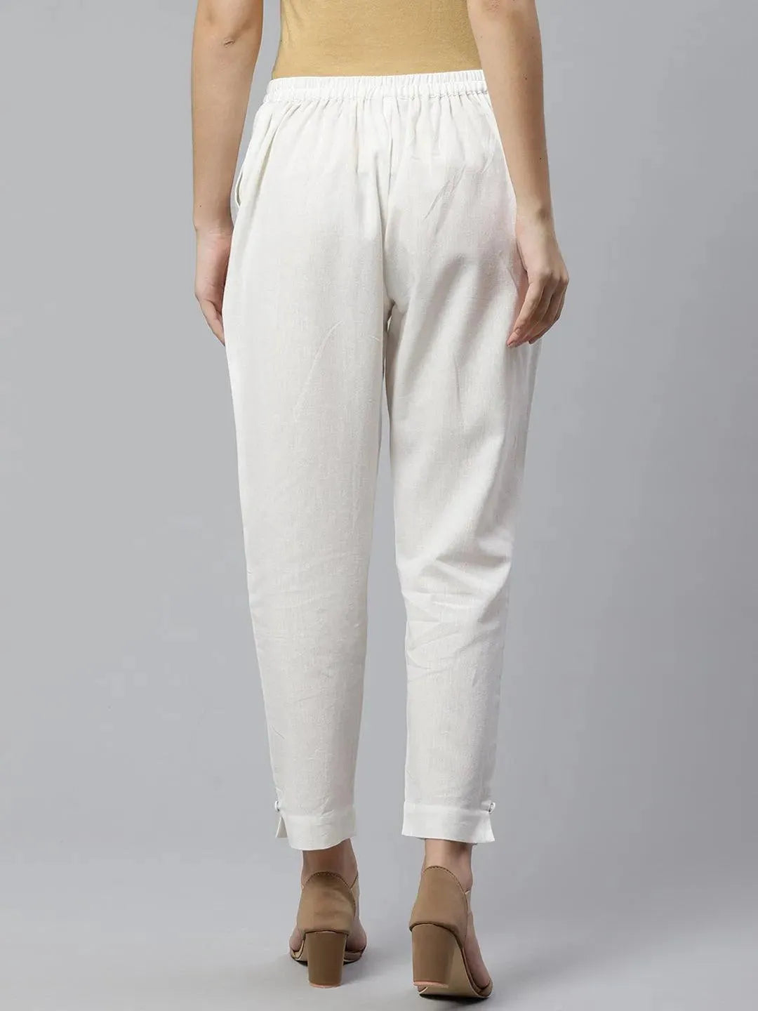 White Solid Cotton Trousers
White Solid Cotton Trousers