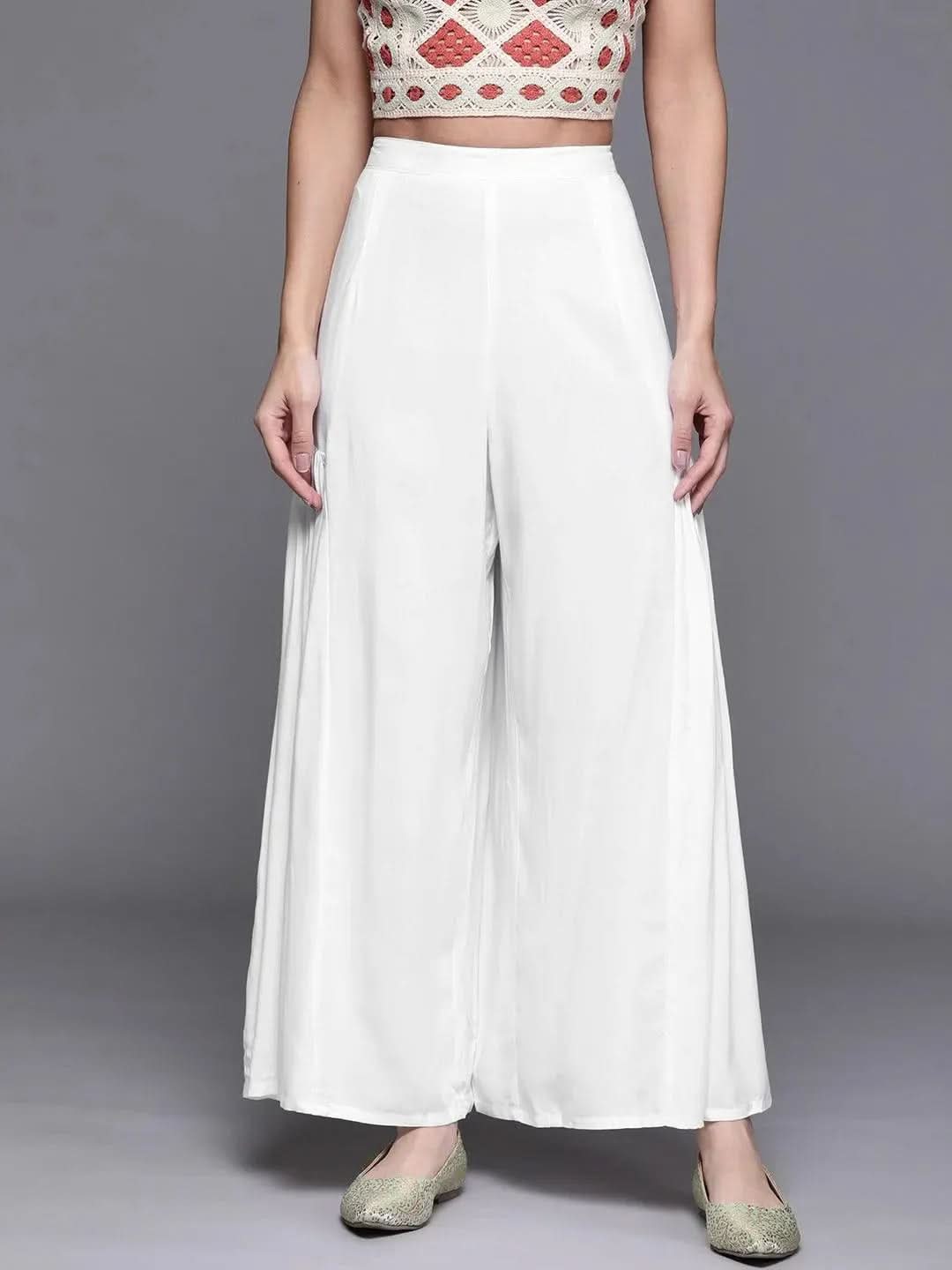 Buy White Solid Rayon Palazzos - PL924O-S | Libas Ethnic Wear Online 
Buy White Solid Rayon Palazzos - PL924O-S | Libas Ethnic Wear Online