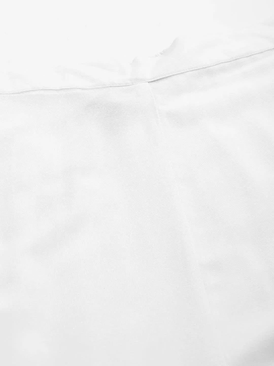White Solid Rayon Sharara Pants - Libas