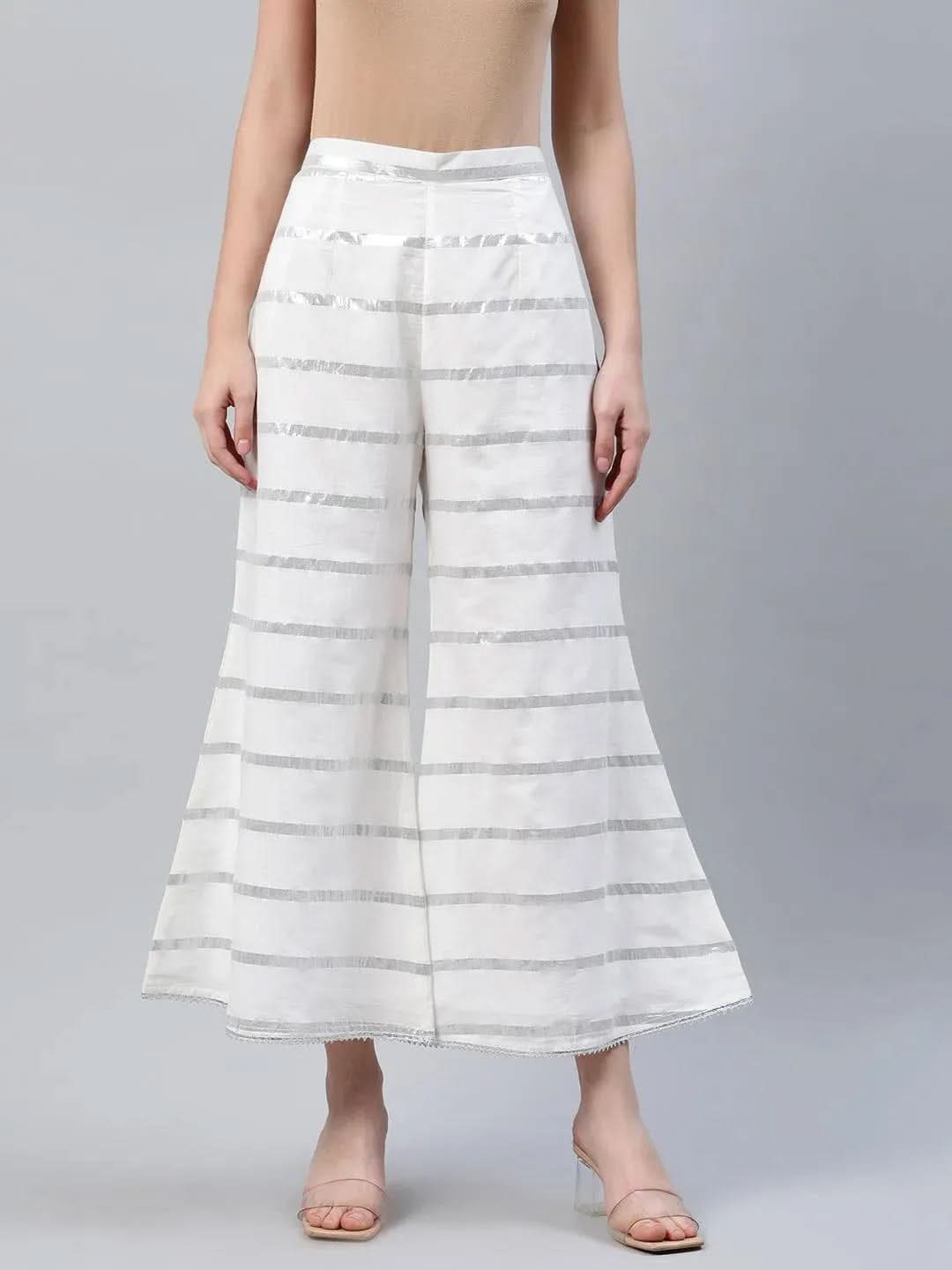 Buy White Striped Cotton Palazzos - PL846O- | Libas Ethnic Wear Online
Buy White Striped Cotton Palazzos - PL846O- | Libas Ethnic Wear Online