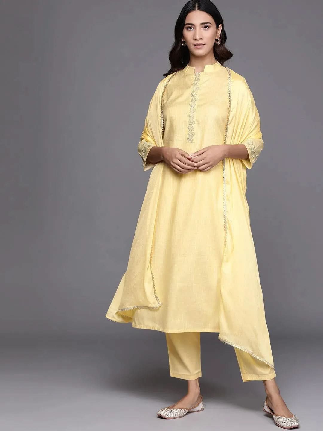 Buy Yellow Embroidered Pure Cotton Suit Set - 20285O-XS | Libas Ethnic Wear Online
Buy Yellow Embroidered Pure Cotton Suit Set - 20285O-XS | Libas Ethnic Wear Online