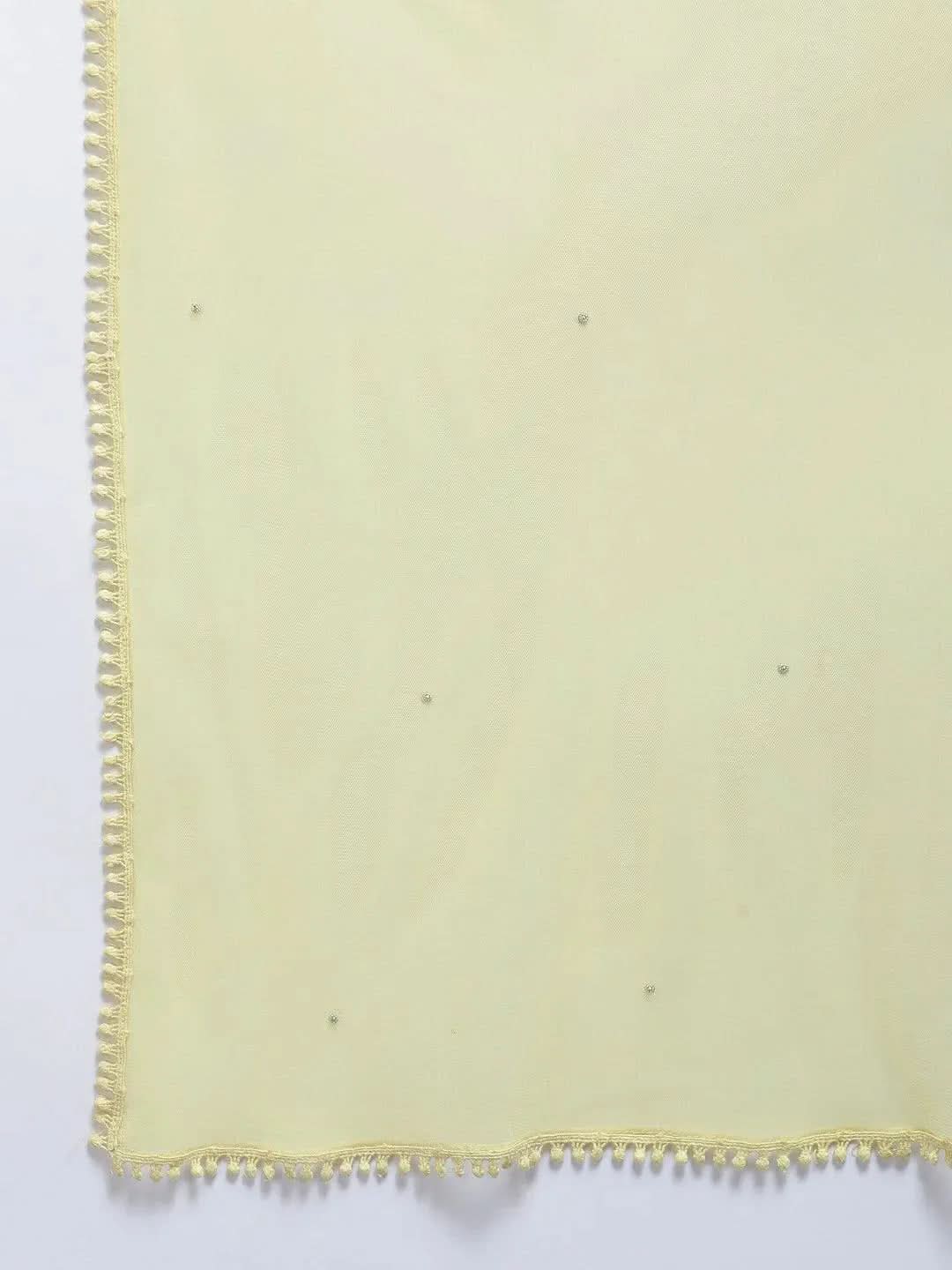 Yellow Embroidered Georgette Suit Set - Libas