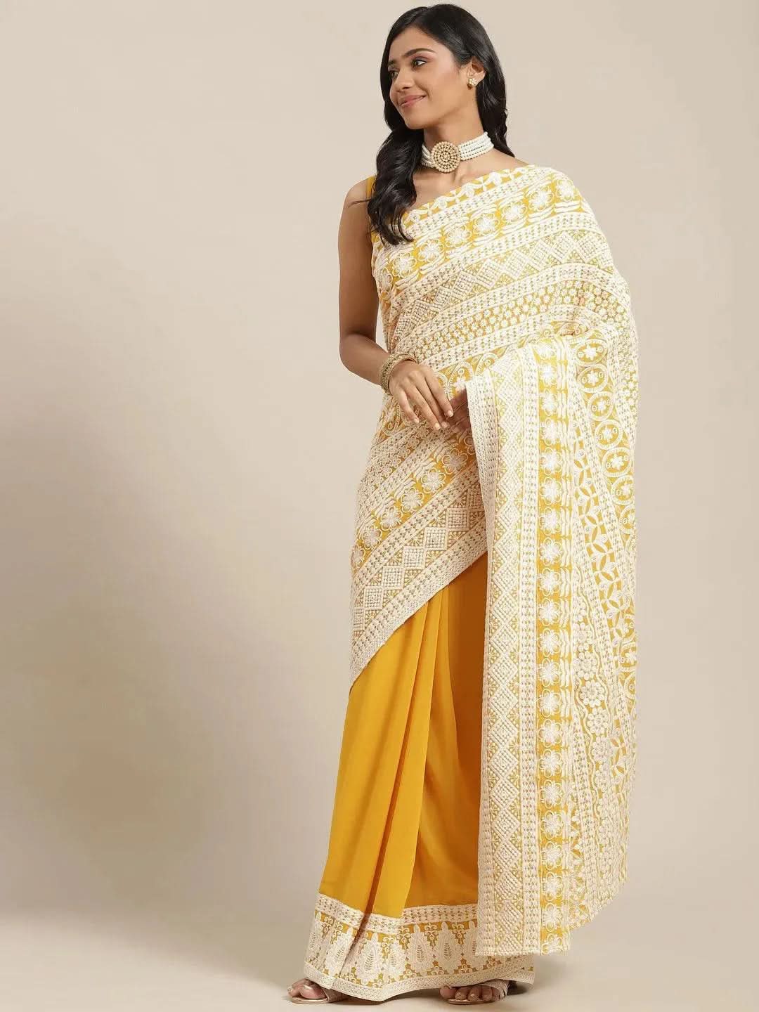 Buy Yellow Embroidered Georgette Saree - 14626 | Libas Ethnic Wear Online
Buy Yellow Embroidered Georgette Saree - 14626 | Libas Ethnic Wear Online