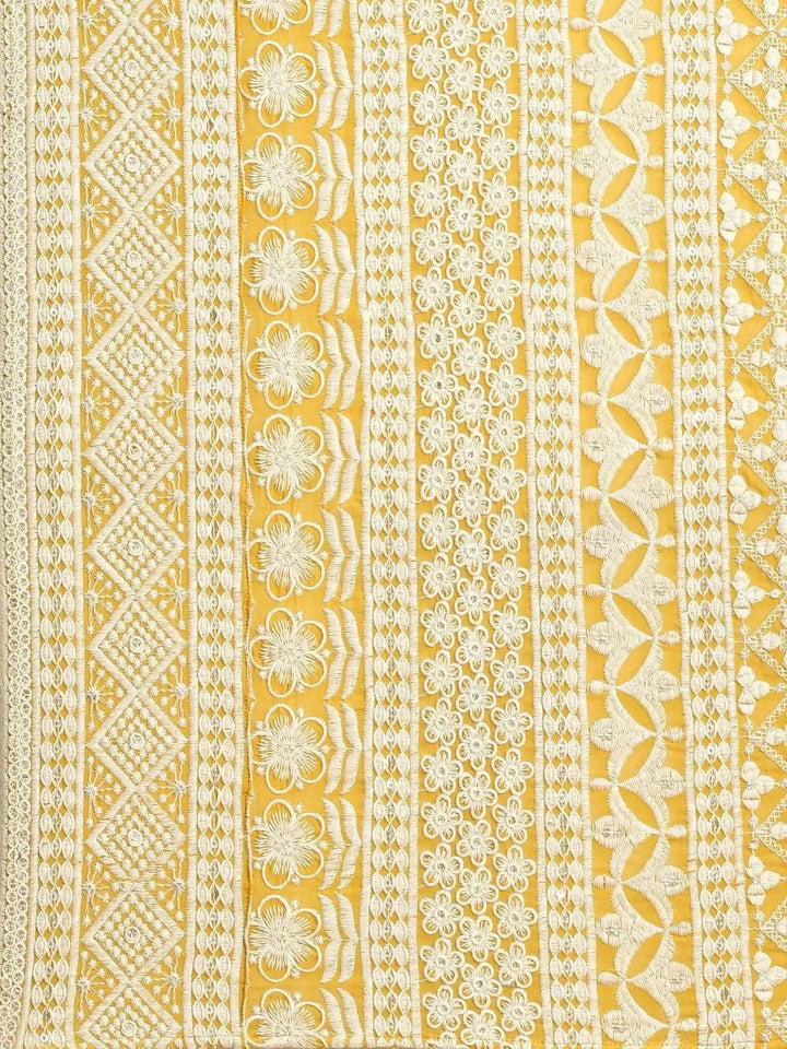 Yellow Embroidered Georgette Saree - Libas