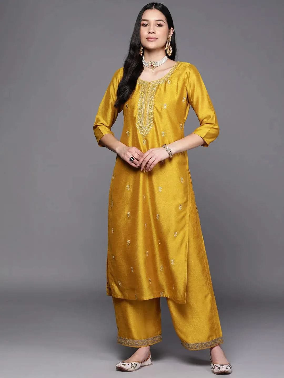 Yellow Embroidered Silk Straight Kurta
Yellow Embroidered Silk Straight Kurta