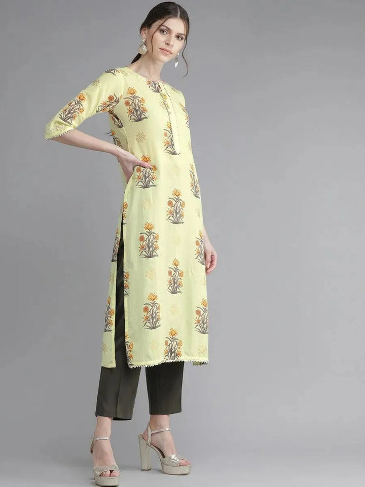 Yellow Gota Patti Cotton Kurta - Libas