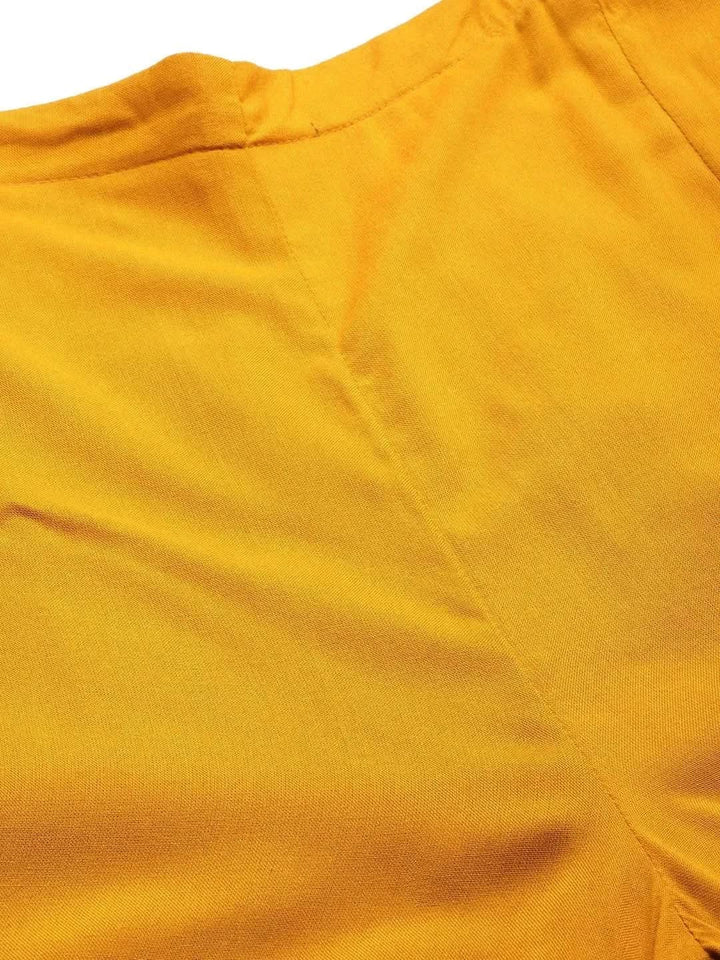 Yellow Hem Design Rayon Palazzos - Libas