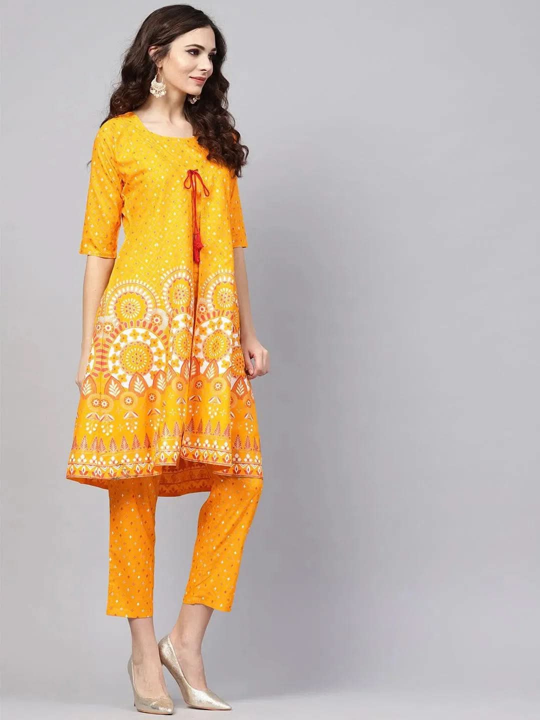 Yellow Printed Cotton A-Line Top With Jacket
Yellow Printed Cotton A-Line Top With Jacket