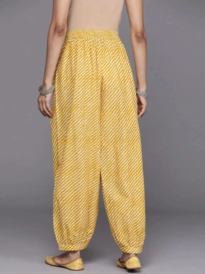Yellow Printed Cotton Salwar Pants - Libas