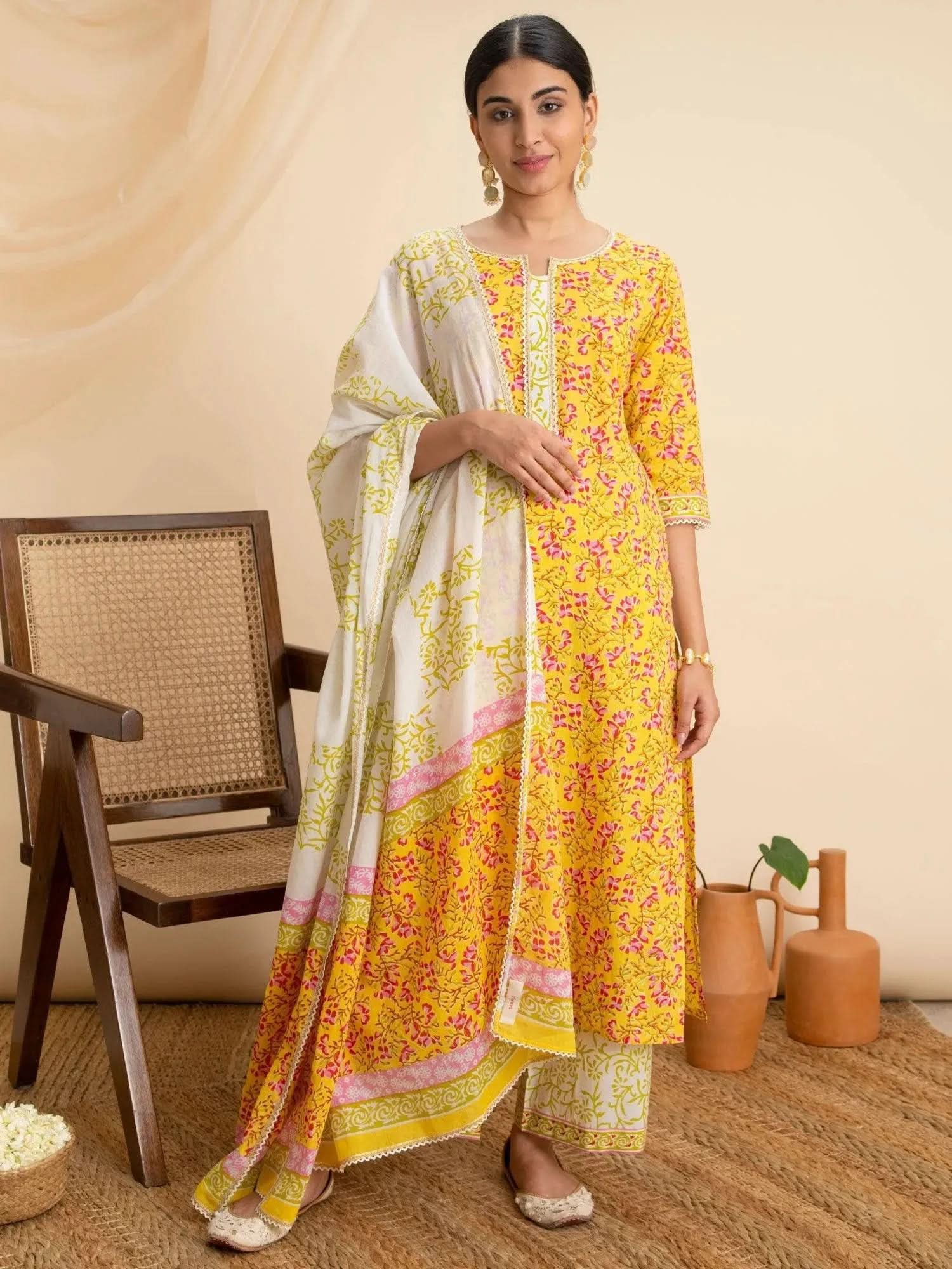 Buy Yellow Printed Cotton Suit Set - 20130O- | Libas Ethnic Wear Online
Buy Yellow Printed Cotton Suit Set - 20130O- | Libas Ethnic Wear Online