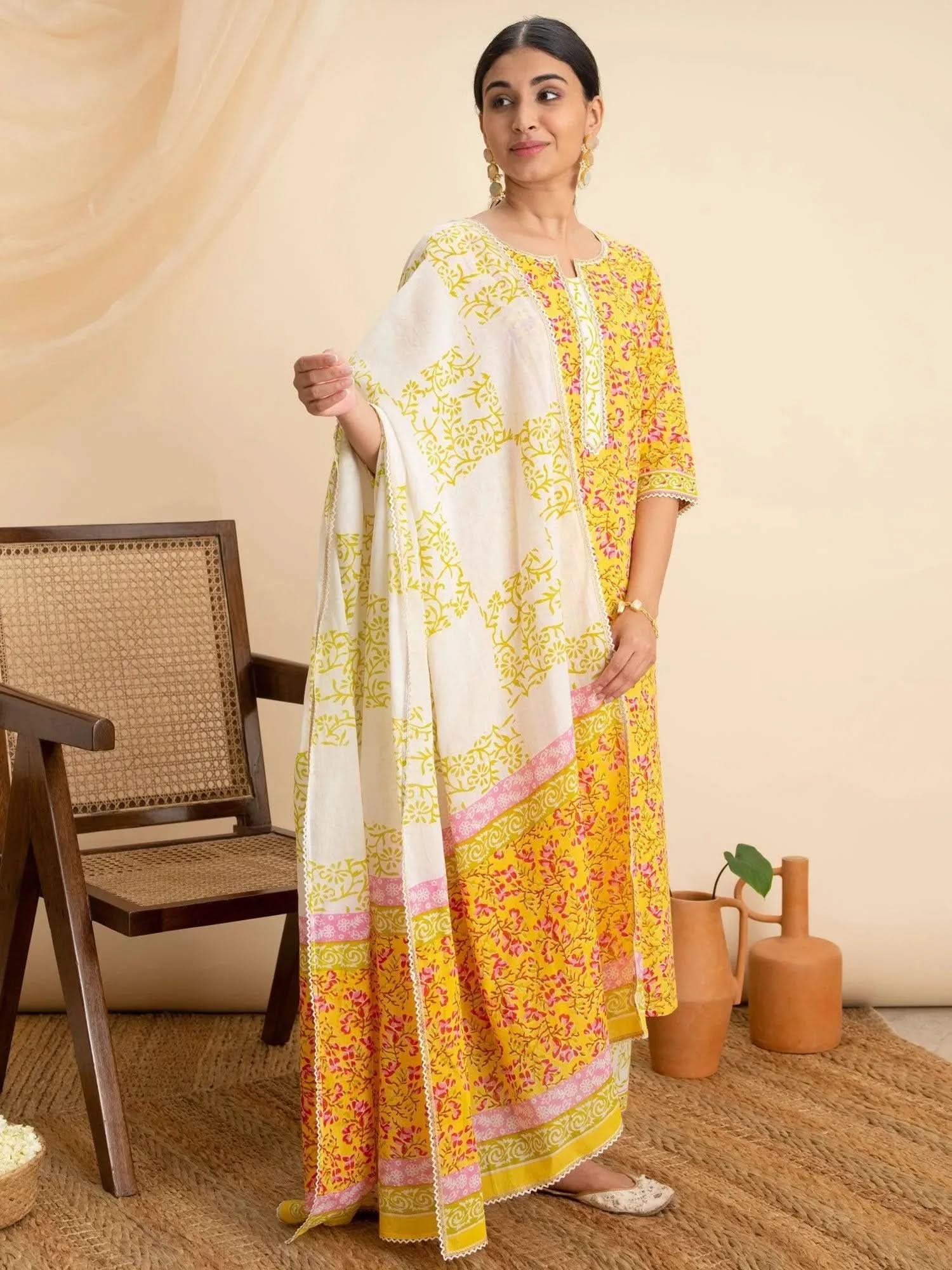 Buy Yellow Printed Cotton Suit Set - 20130O-XS | Libas Ethnic Wear Online
Buy Yellow Printed Cotton Suit Set - 20130O-XS | Libas Ethnic Wear Online