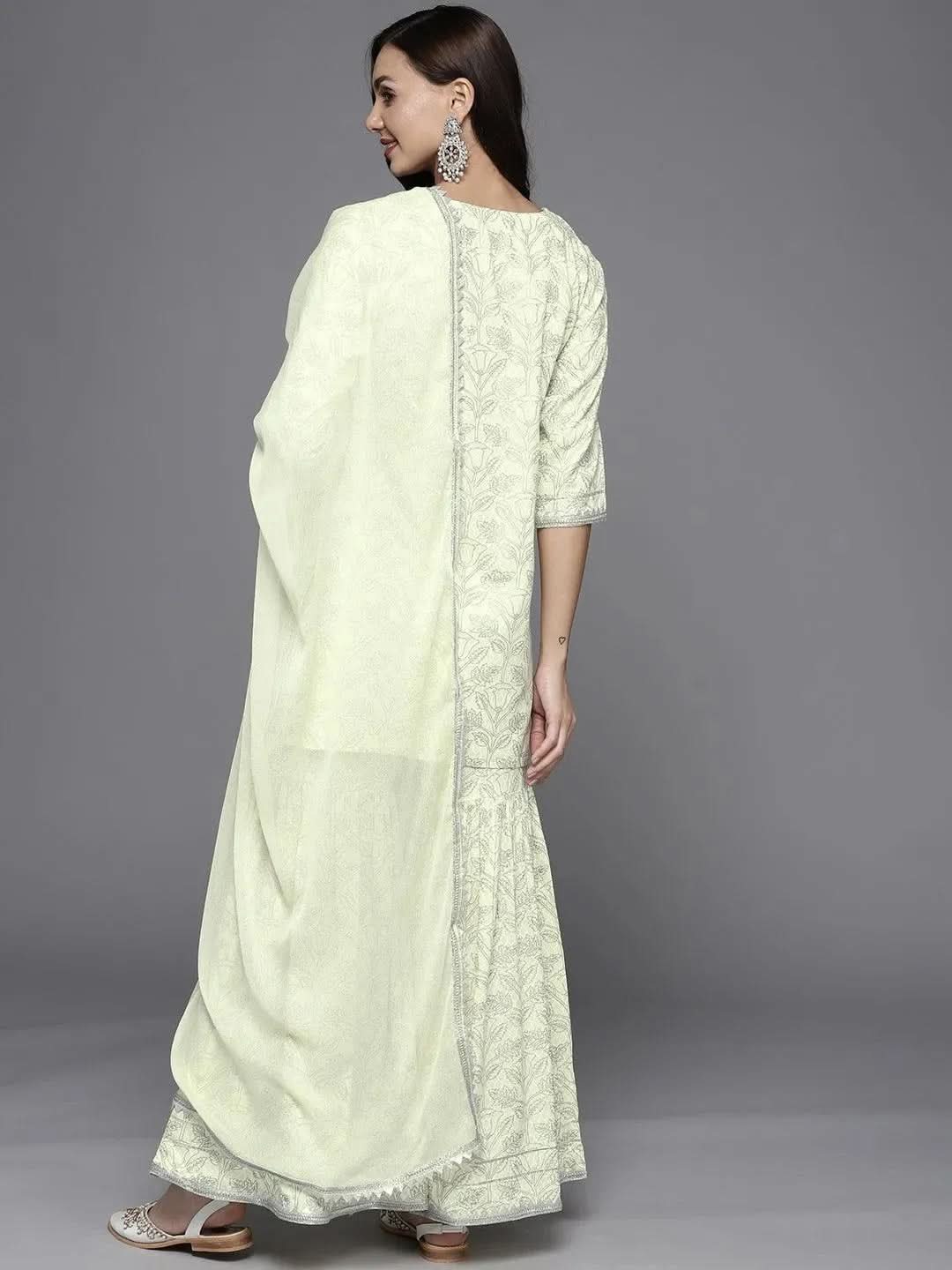 Yellow Printed Cotton Straight Kurta With Sharara & Dupatta
Yellow Printed Cotton Straight Kurta With Sharara & Dupatta