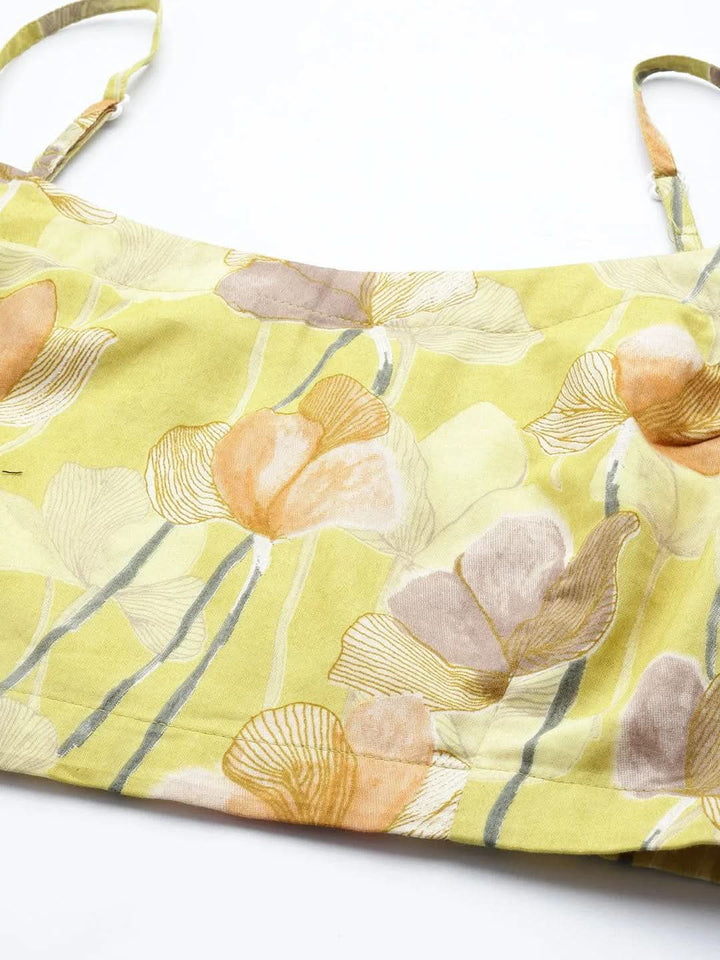 Lime Yellow Printed Cotton Co-Ords - Libas