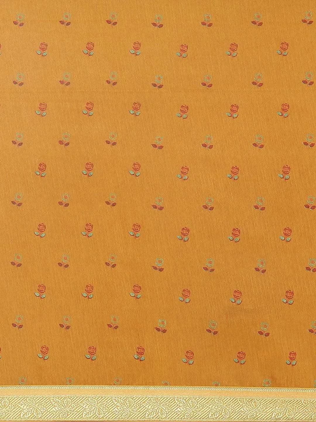 Yellow Printed Polyester Saree - Libas