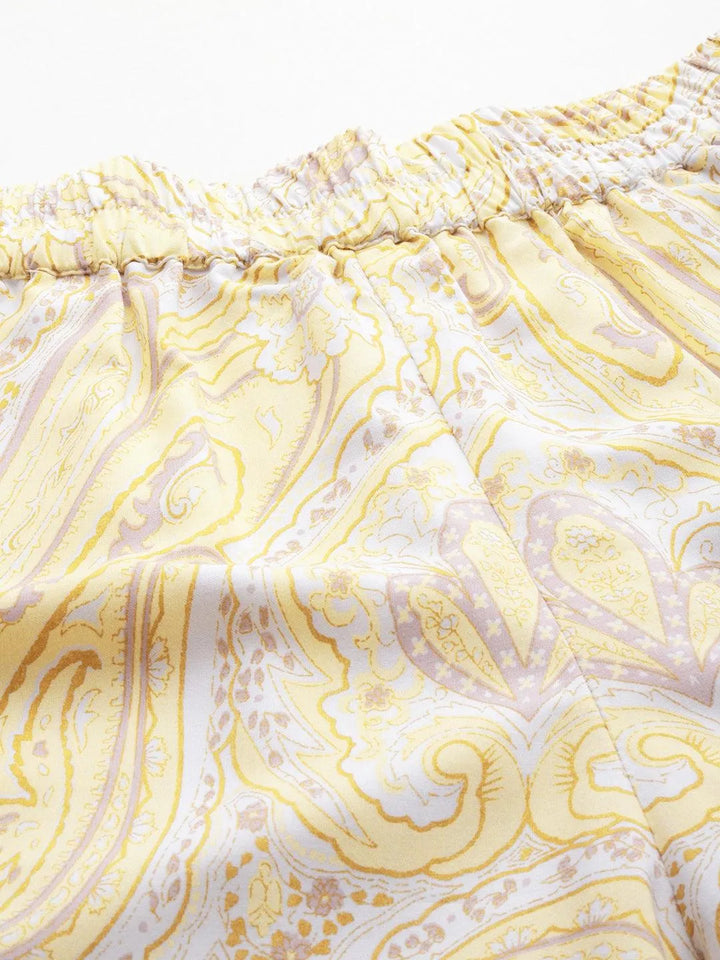 Yellow Printed Rayon Co-Ords - Libas