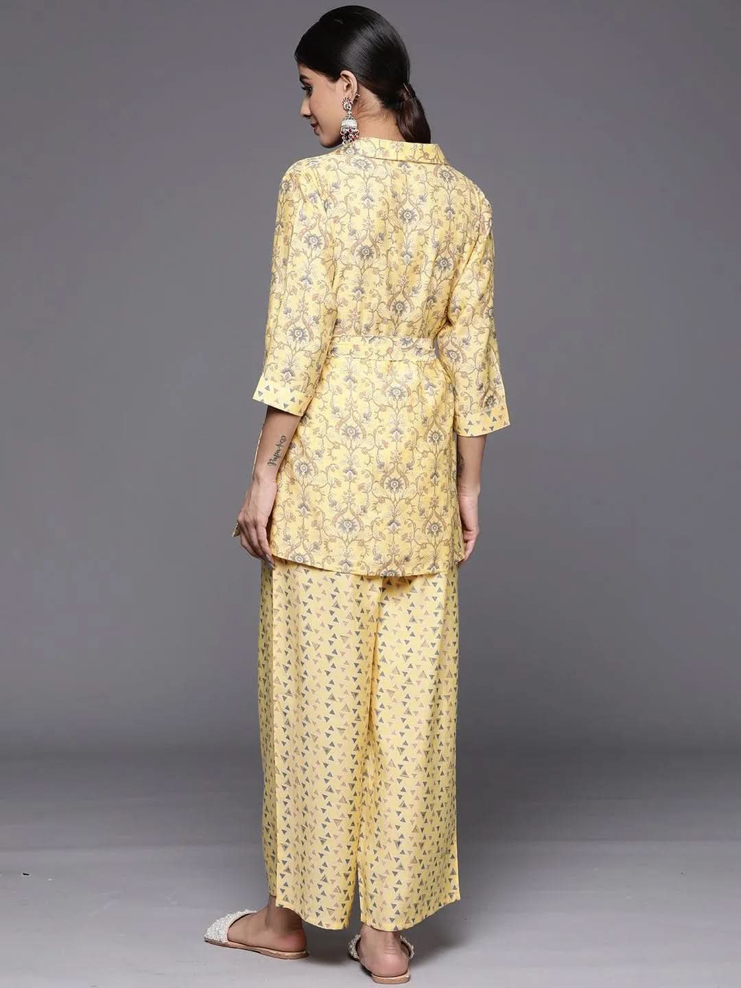 Yellow Printed Silk Blend Shirt With Palazzos
Yellow Printed Silk Blend Shirt With Palazzos