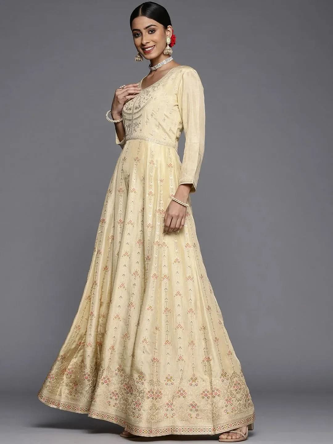 Yellow Self Design Silk Anarkali Kurta With Churidar & Dupatta
Yellow Self Design Silk Anarkali Kurta With Churidar & Dupatta