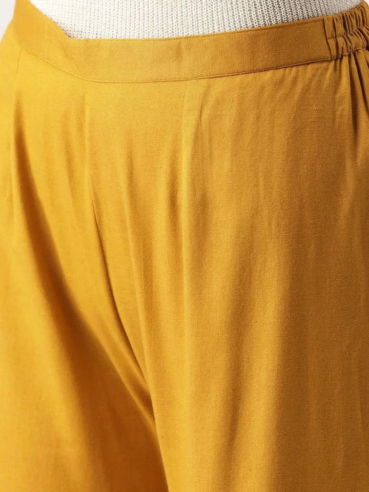 Yellow Solid Cotton Sharara Pants - Libas