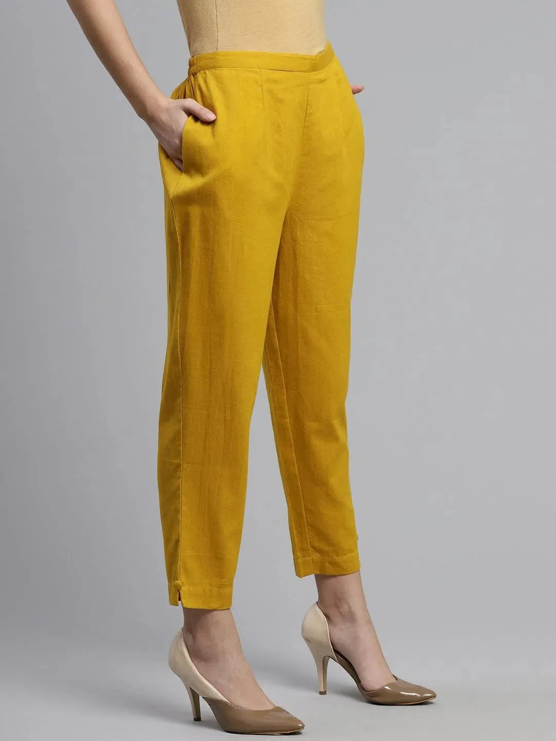 Yellow Solid Cotton Trousers
Yellow Solid Cotton Trousers