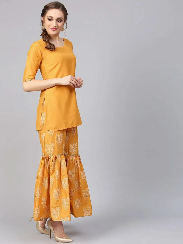 Yellow Solid Muslin Suit Set - Libas