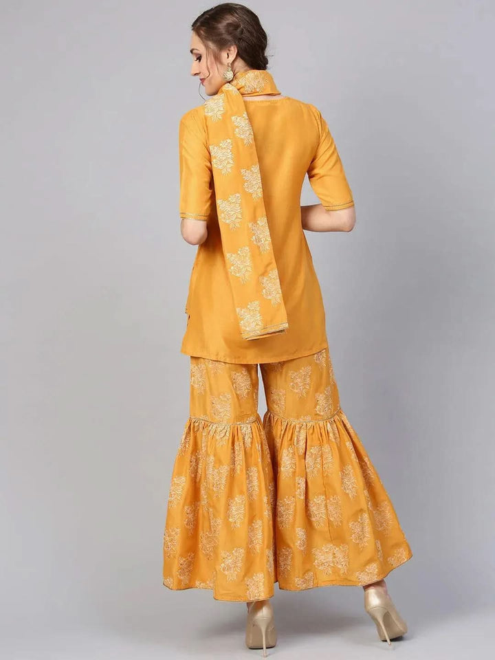 Yellow Solid Muslin Suit Set - Libas