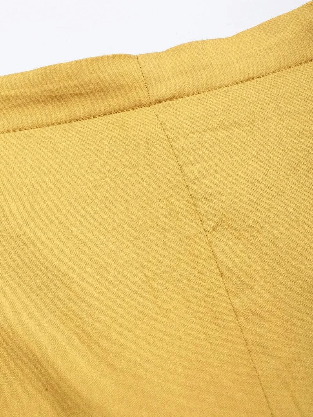 Yellow Solid Silk Trousers - Libas