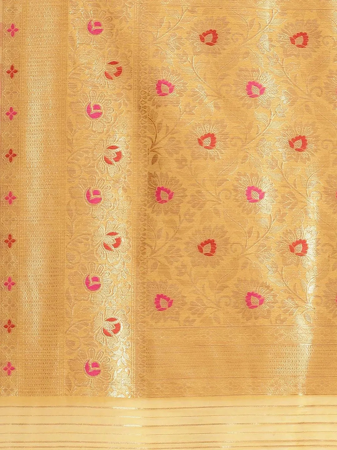Yellow Woven Design Brocade Saree - Libas