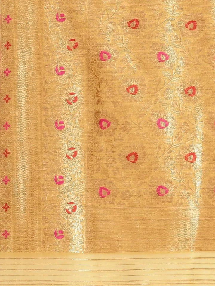 Yellow Woven Design Brocade Saree - Libas