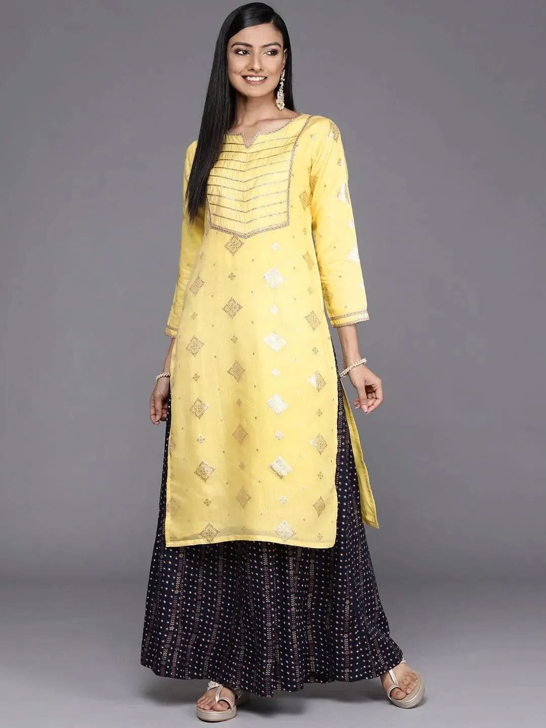 Yellow Woven Design Chanderi Silk Straight Kurta
Yellow Woven Design Chanderi Silk Straight Kurta