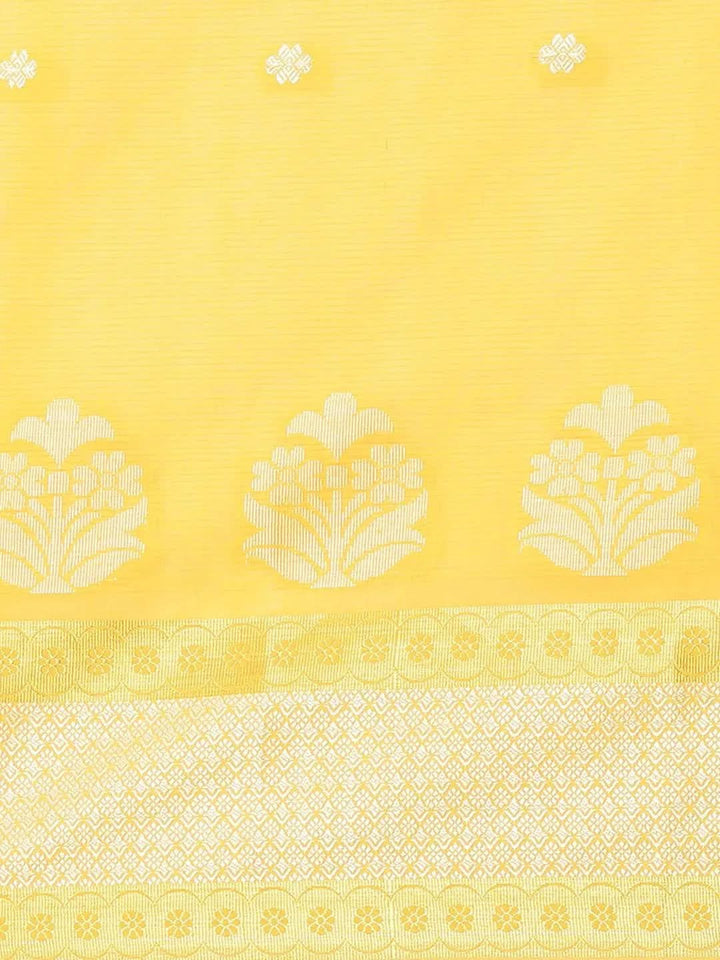 Yellow Woven Design Cotton Saree - Libas