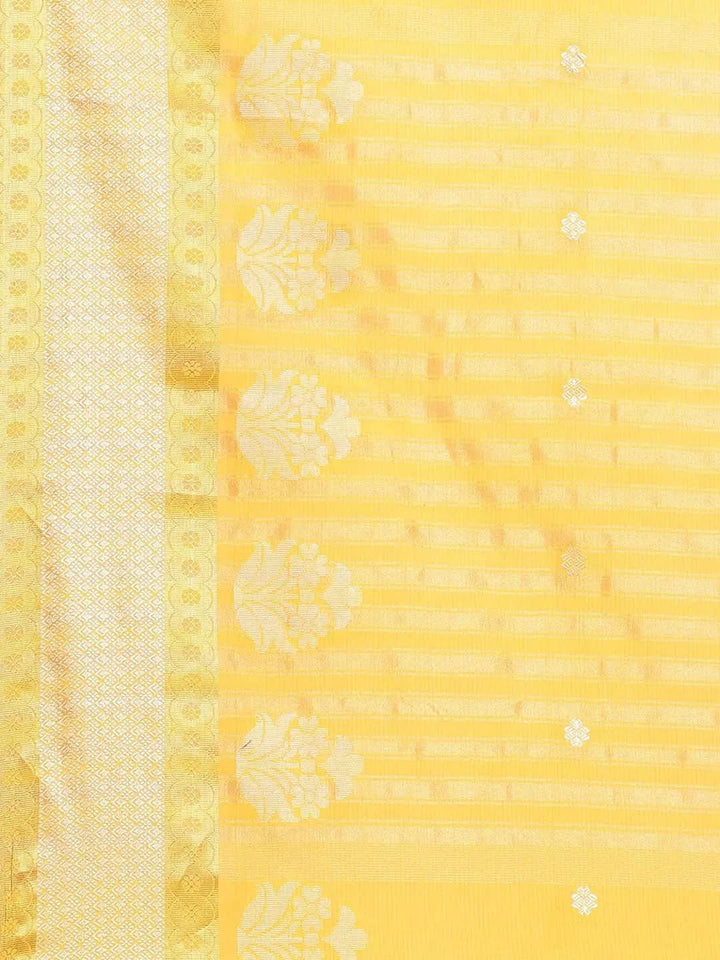 Yellow Woven Design Cotton Saree - Libas